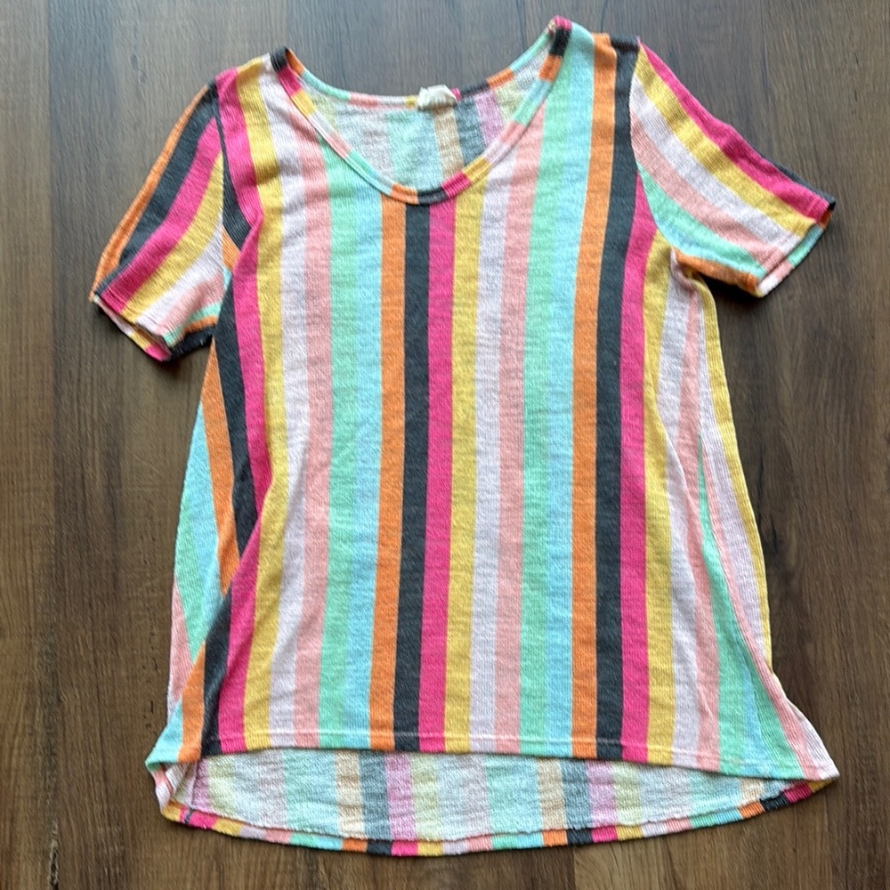 BiBi Colorful Knot Striped Short Sleeve Tee